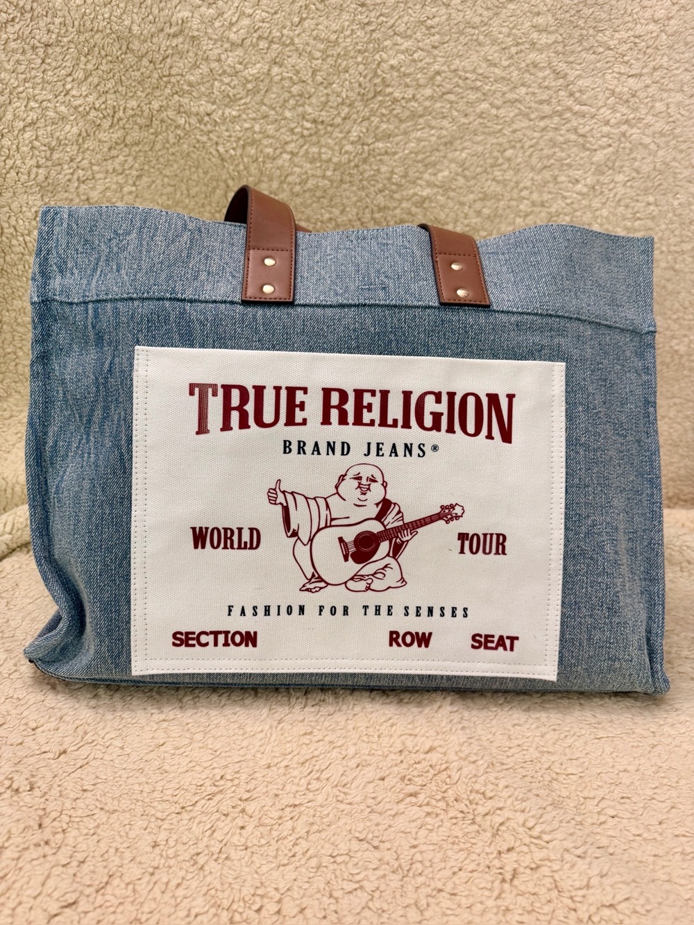 True Religion Denim Tote Bag featuring "World Tour"